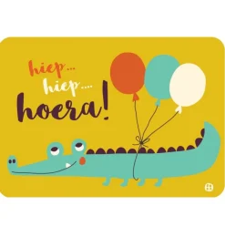 By- Bora kaartje krokodil Hiep Hiep Hoera