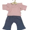 Hollie kledingset voor Gordi poppen / flared jeans met roze shirt