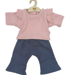 Hollie kledingset voor Gordi poppen / flared jeans met roze shirt