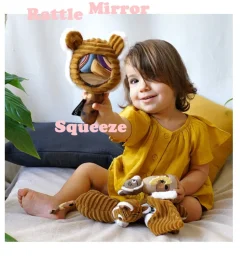 Les Du00e9glingos tijger rammelaar en piepspeeltje met spiegel