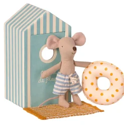 Maileg beach muis little brother met strandhokje en accessoires