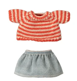 Maileg kledingset big sister muisje / petite couture / rok en gestreept truitje