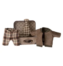 Maileg kledingset grootvader muis met koffertje