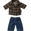 Maileg kledingset vader muis / geruit overhemd en jeans