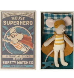 Maileg superheld muis little brother in luciferdoos
