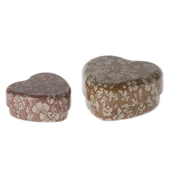 Maileg twee hartjesdoosjes met bloemenprint