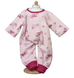 Mamamemo jumpsuit voor poppen / roze met print / 35 cm