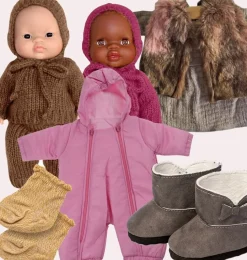 Mamamemo sneeuwpak / skipak grijs voor Gordi poppen