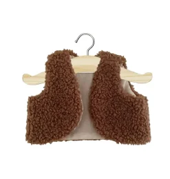 Minikane Amigas poppen / mouwloos bruin vest van imitatiebont