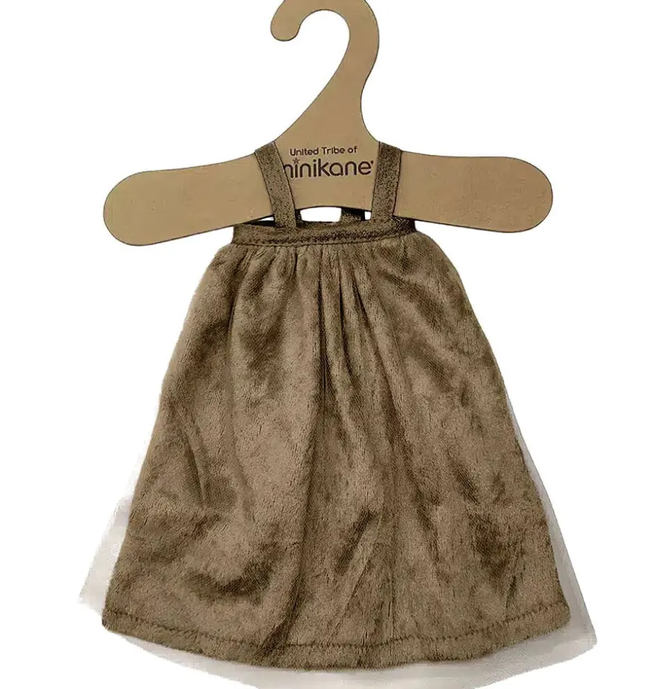 Minikane Amigas poppenjurk velvet brown met Minikane kledinghanger