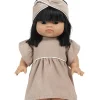 Minikane jurk met haarband van ribfluweel voor de Gordi poppen