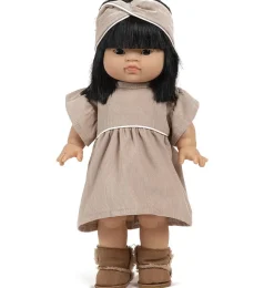 Minikane jurk met haarband van ribfluweel voor de Gordi poppen
