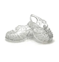 Minikane plastic sandalen voor Gordi poppen zilver met glitter