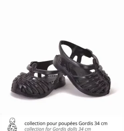 Minikane plastic sandalen voor Gordi poppen zwart