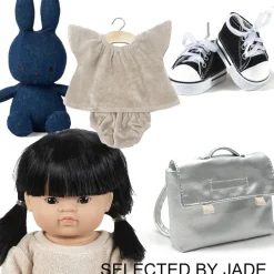 Minikane schooltas voor de Gordi poppen / zilver kunstleer