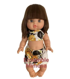 Minikane tweedelig seventies beach set Mimosa voor de Gordi poppen