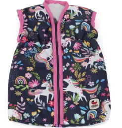 Slaapzak / trappelzak voor poppen met eenhoornprint